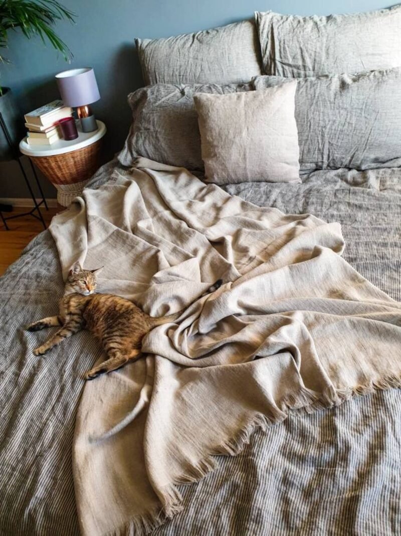 Raw linen blanket