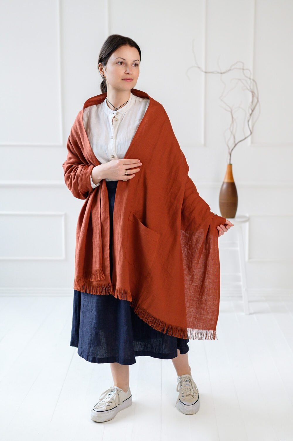 linen shawl with pockets