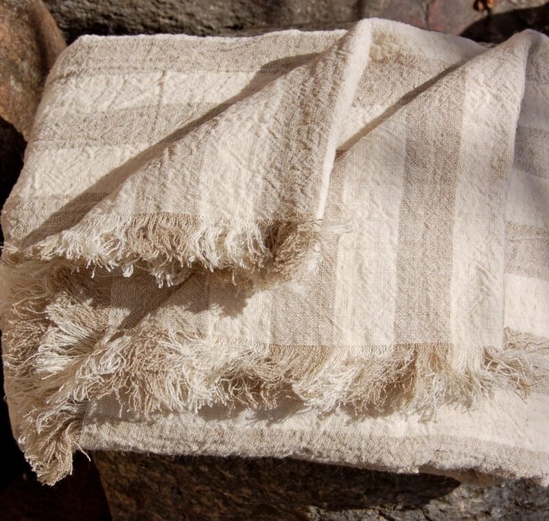 Rough linen blanket "Wide stripes"