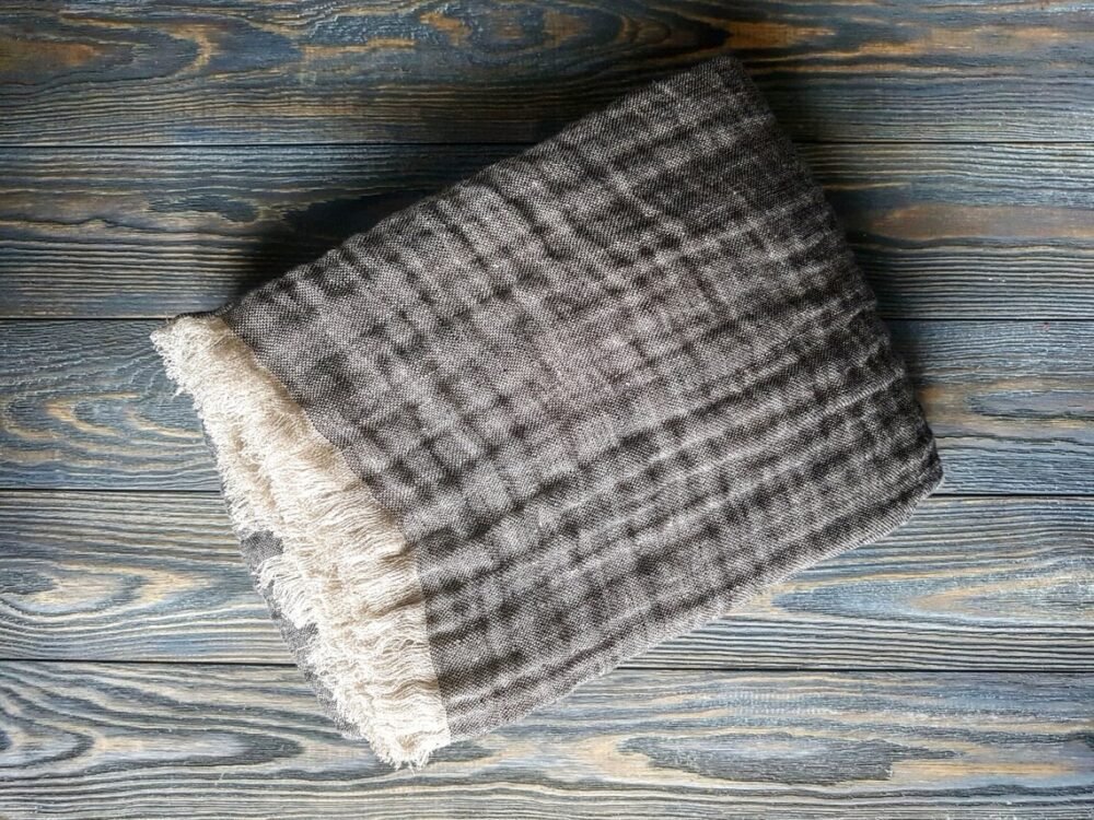 Linen blanket "Black beige"