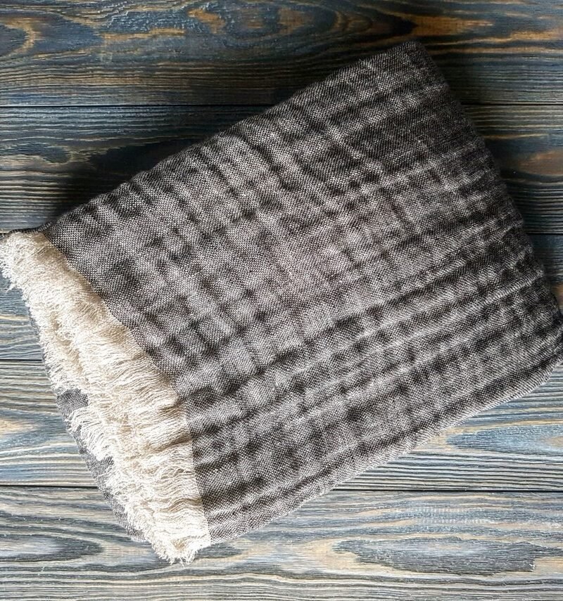 Linen blanket "Black beige"