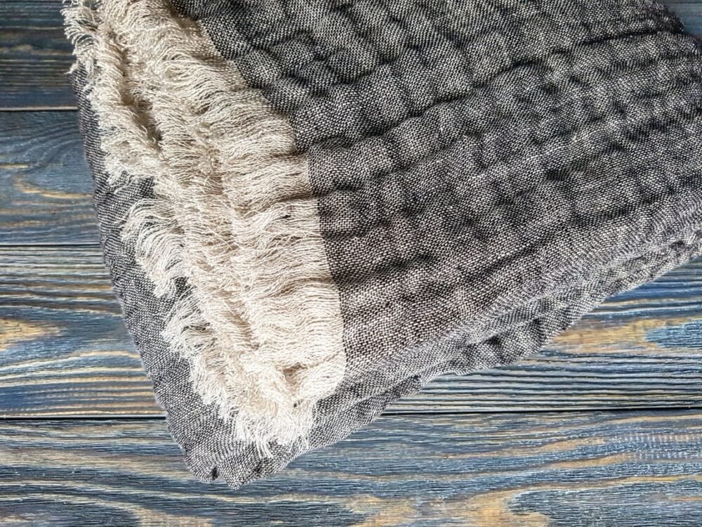 Linen blanket "Black beige"