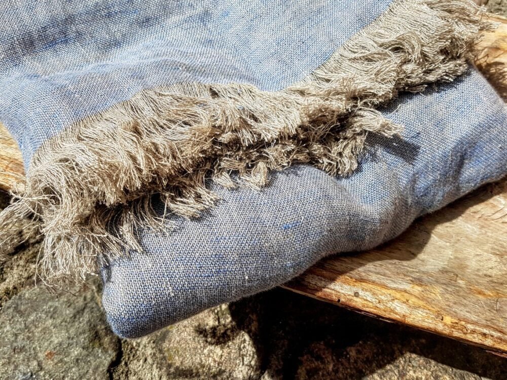 Linen blanket "Blue-beige"