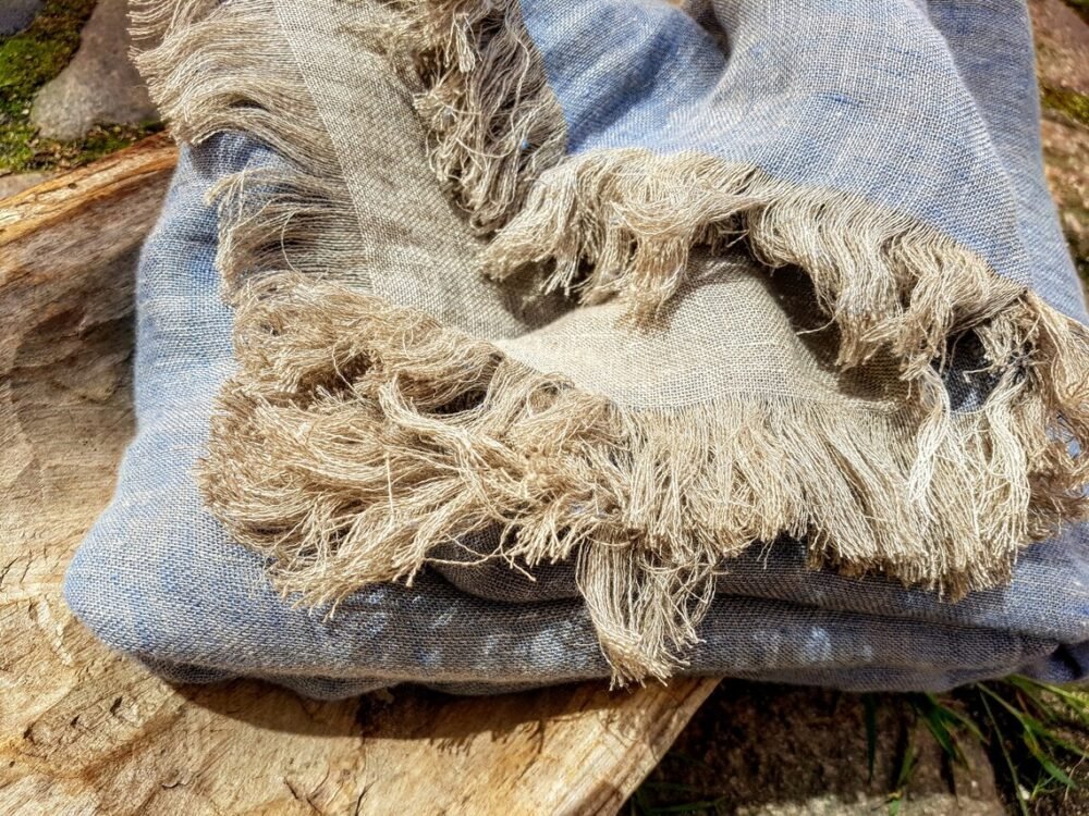 Linen blanket "Blue-beige"