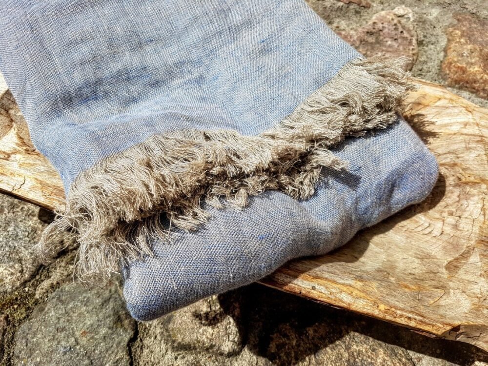 Linen blanket "Blue-beige"