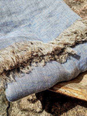 Linen blanket "Blue-beige"