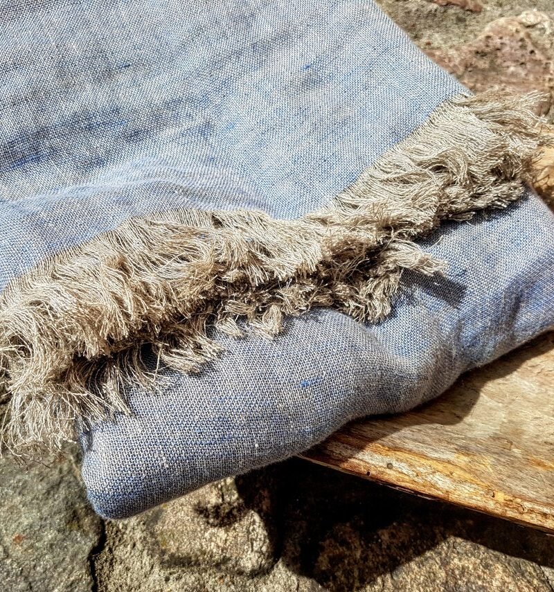 Linen blanket "Blue-beige"
