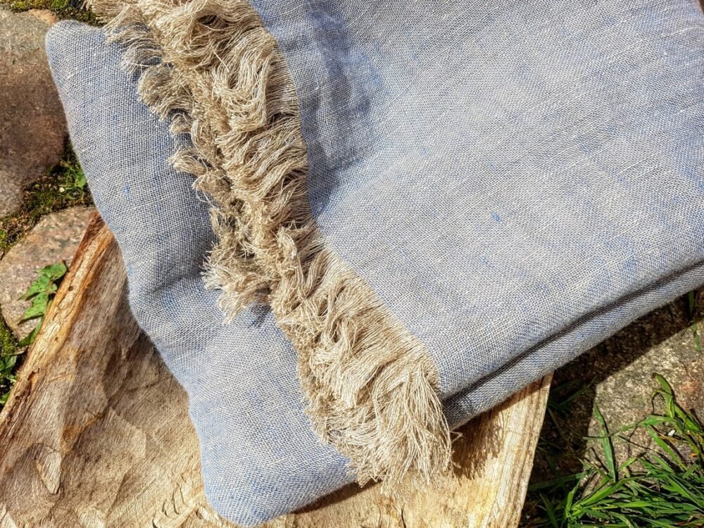 Linen blanket "Blue-beige"