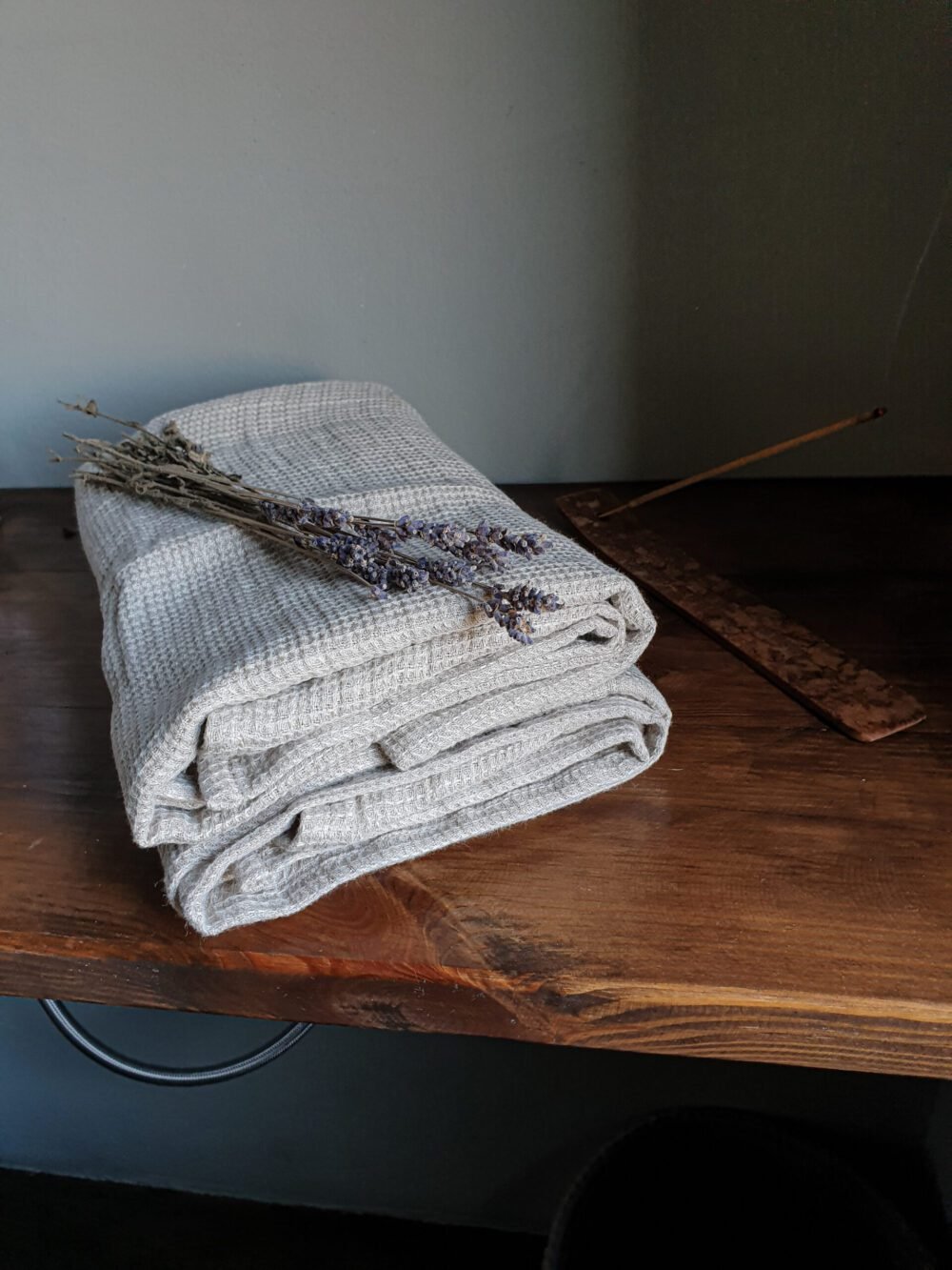 Waffle linen towel