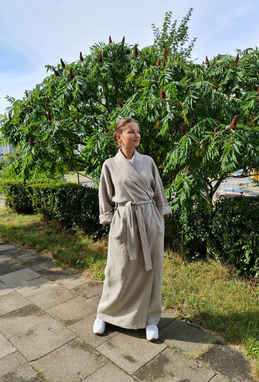 Rough linen robe