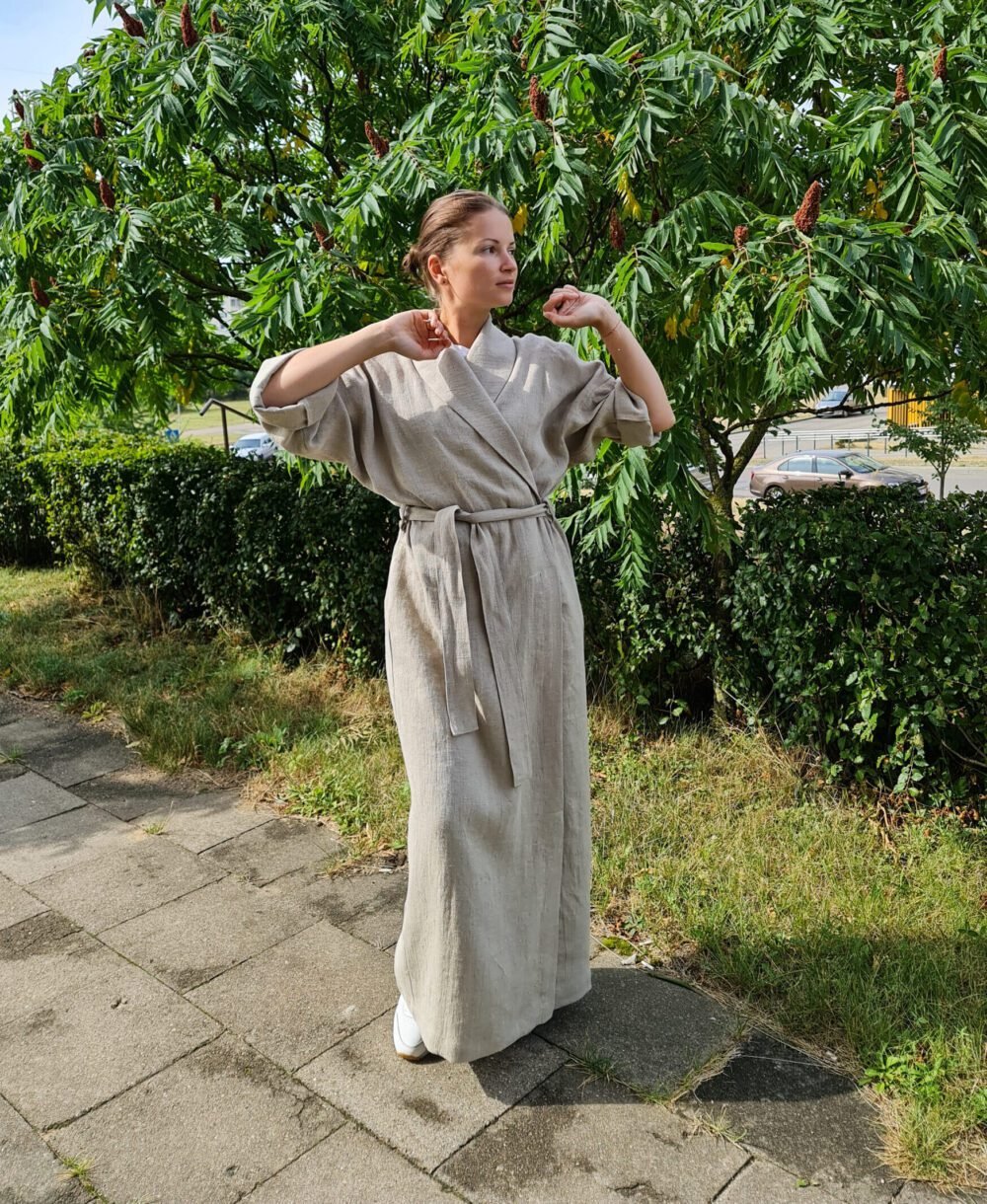 Rough linen robe