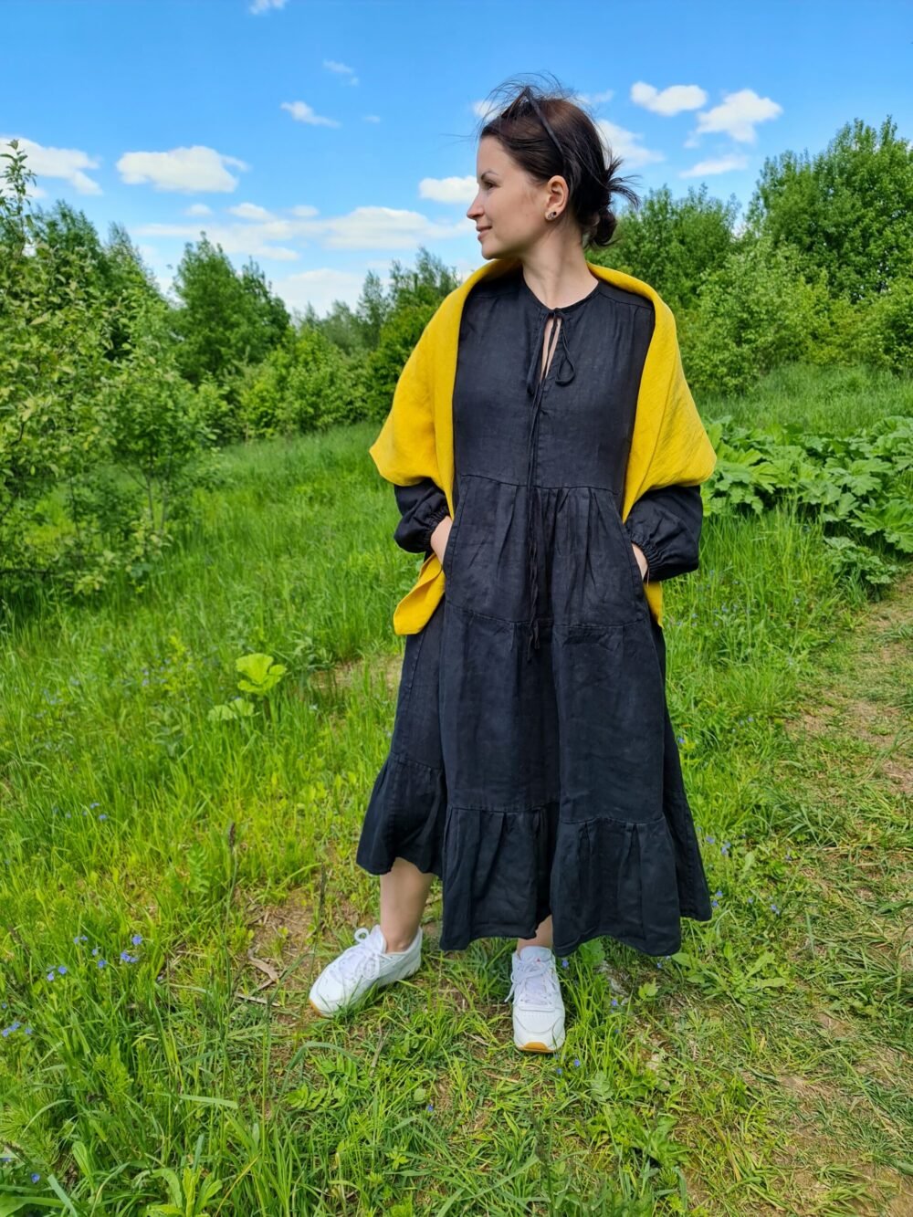 Linen square shawl