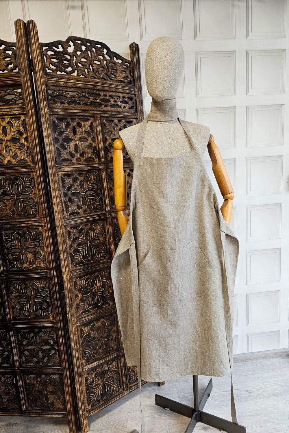 Linen drawstring apron