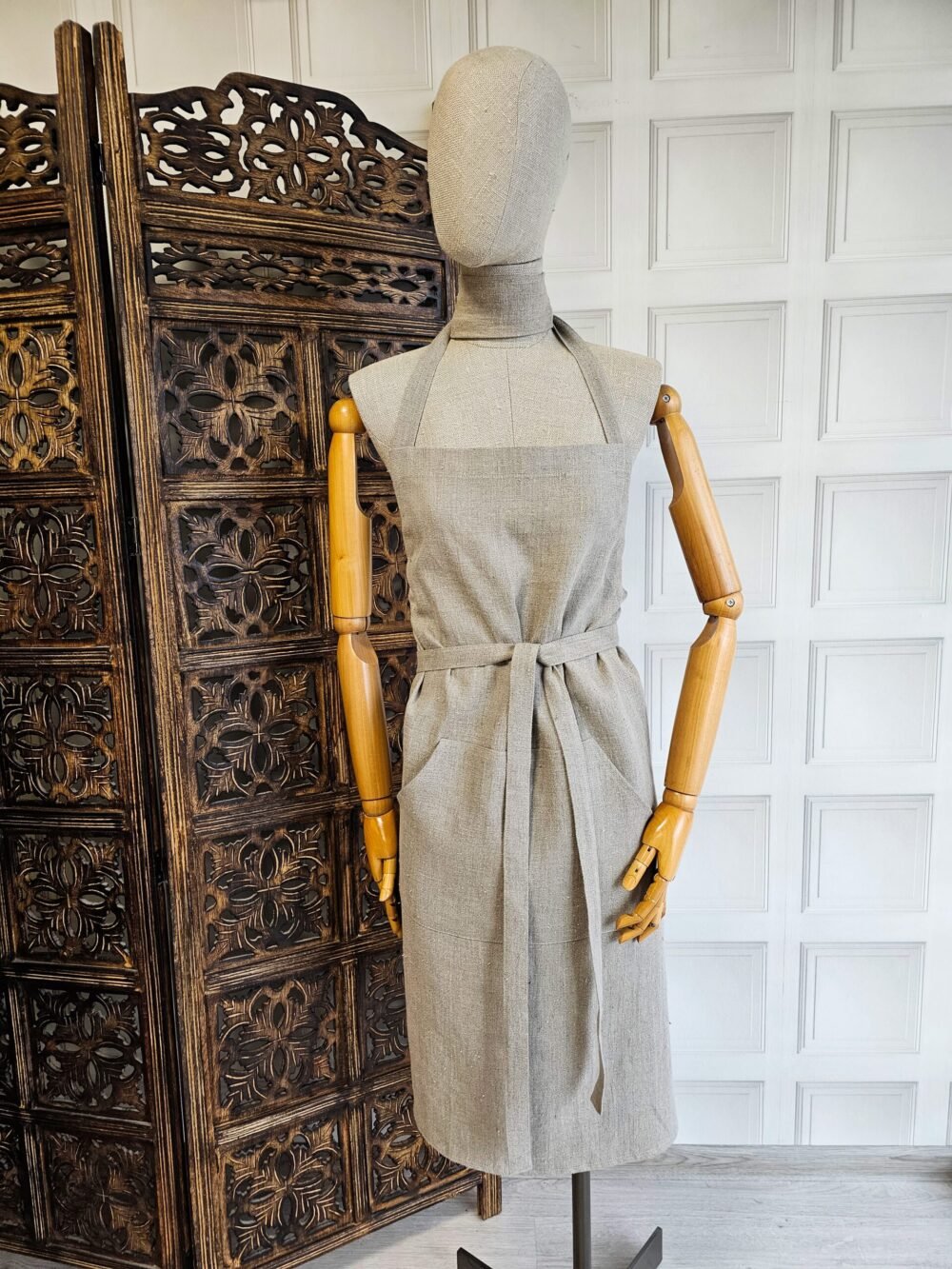 Linen drawstring apron