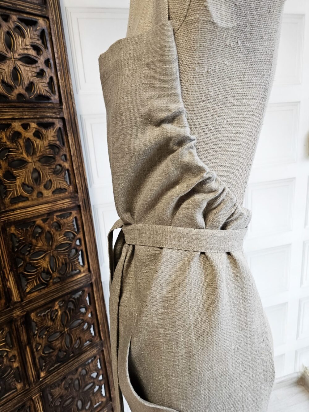 Linen drawstring apron