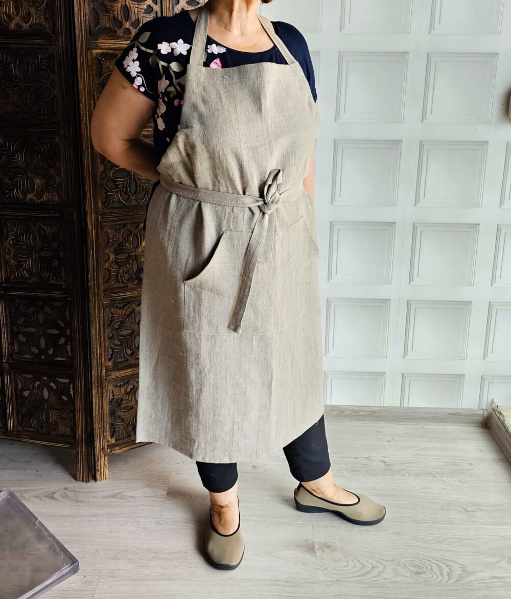 Linen drawstring apron