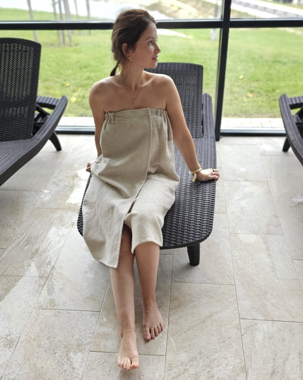 Waffle linen wrap sauna towel