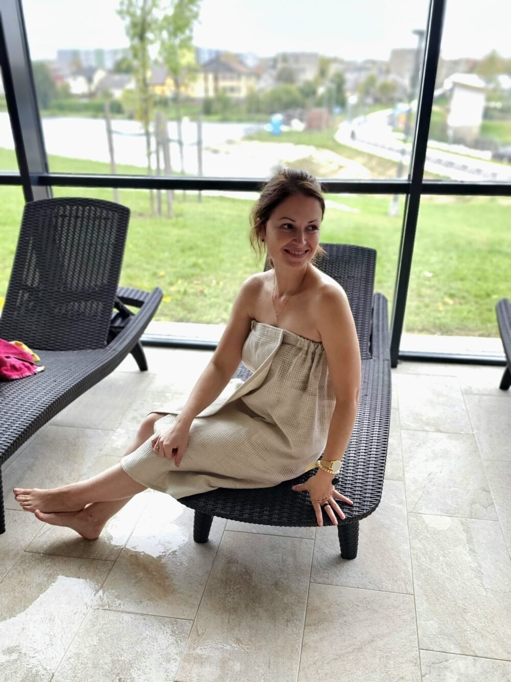 Waffle linen wrap sauna towel