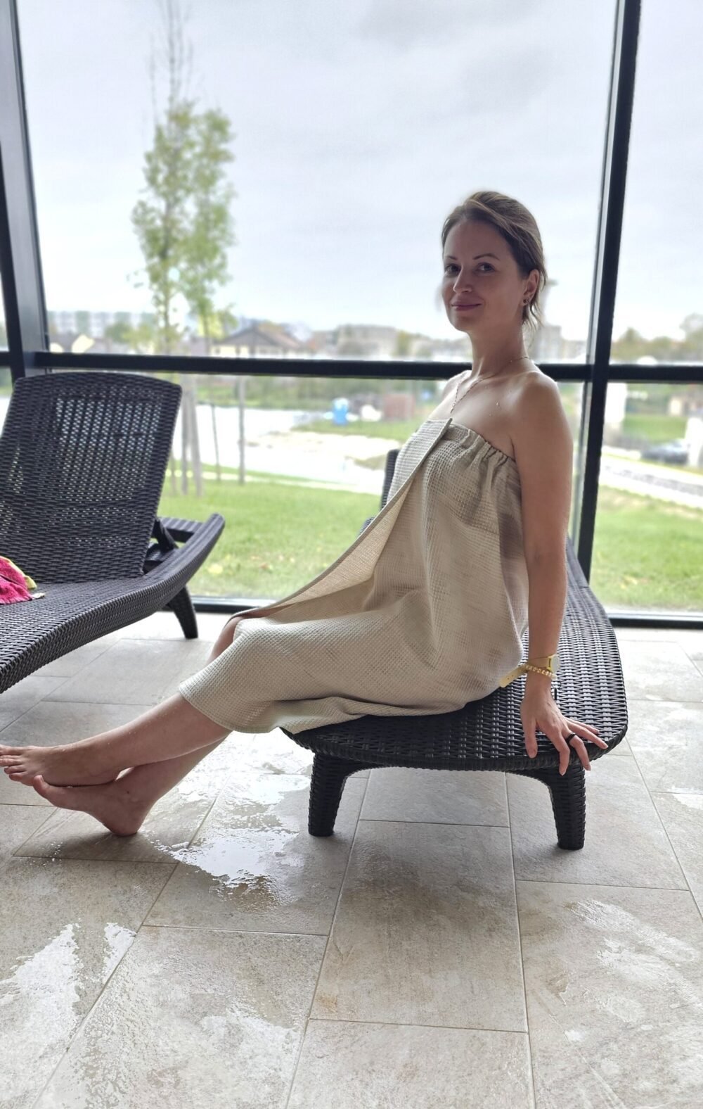 Waffle linen wrap sauna towel