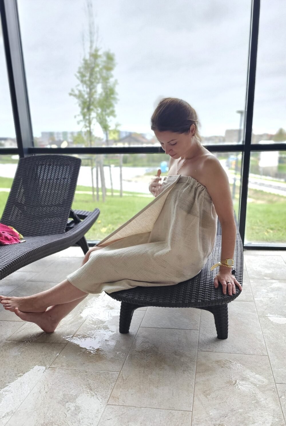 Waffle linen wrap sauna towel