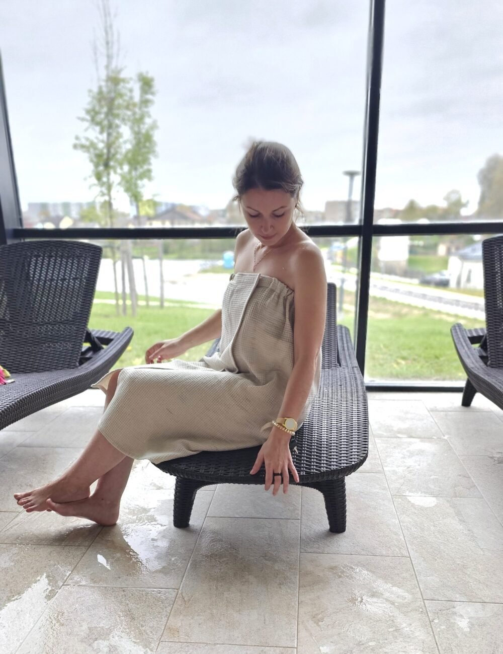 Waffle linen wrap sauna towel