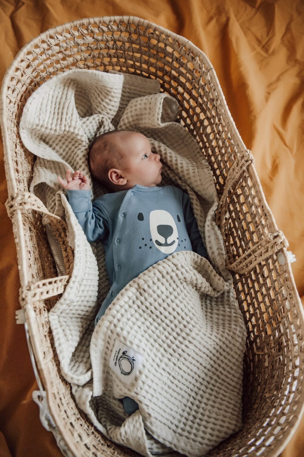 Linen waffle blanket