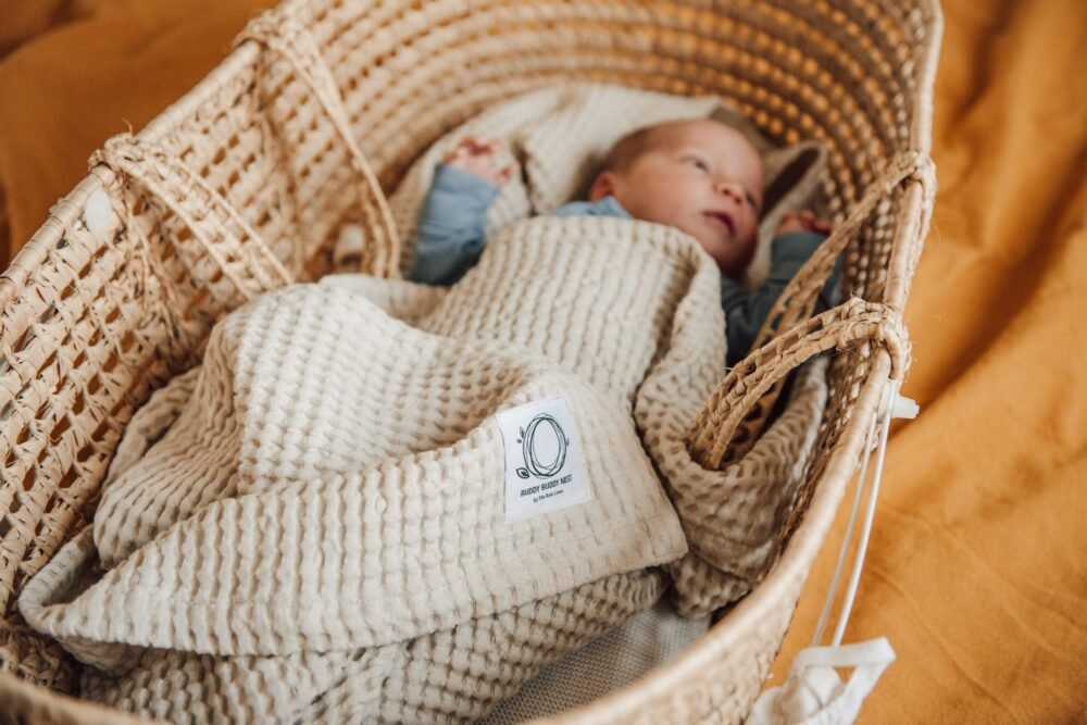 Linen waffle blanket