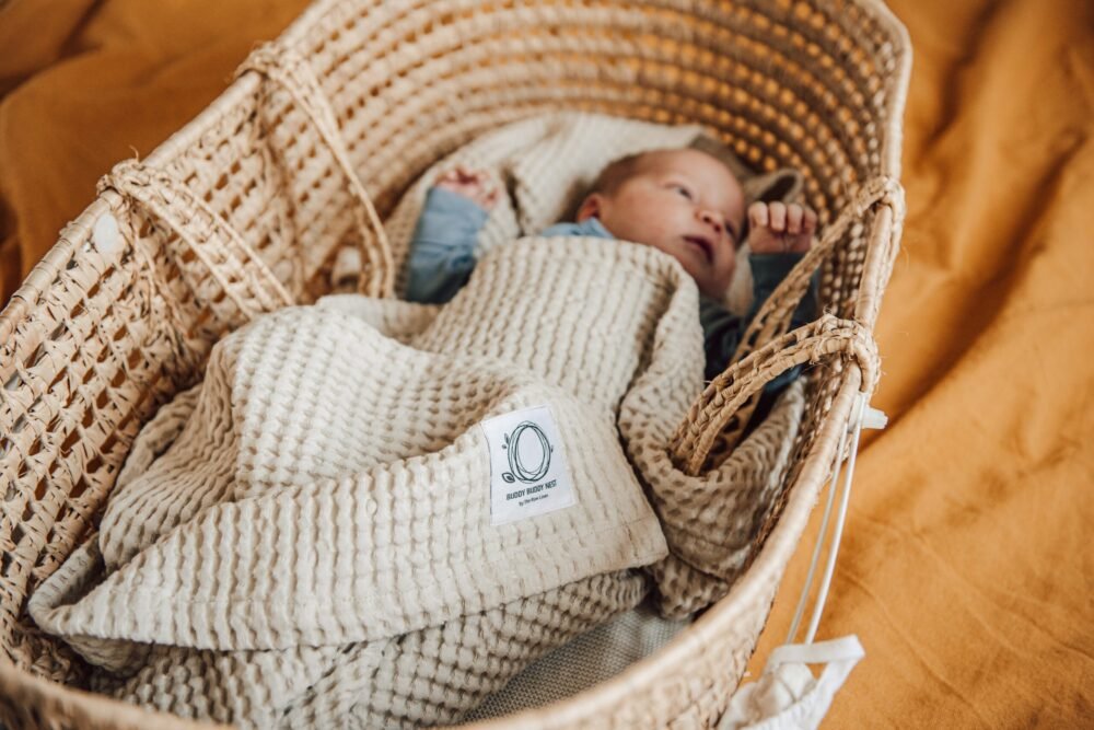 Linen waffle blanket