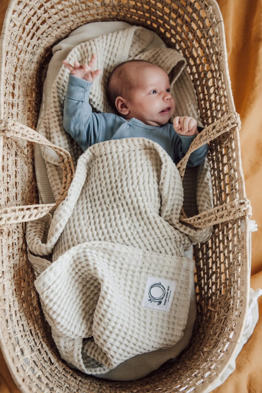 Linen waffle blanket