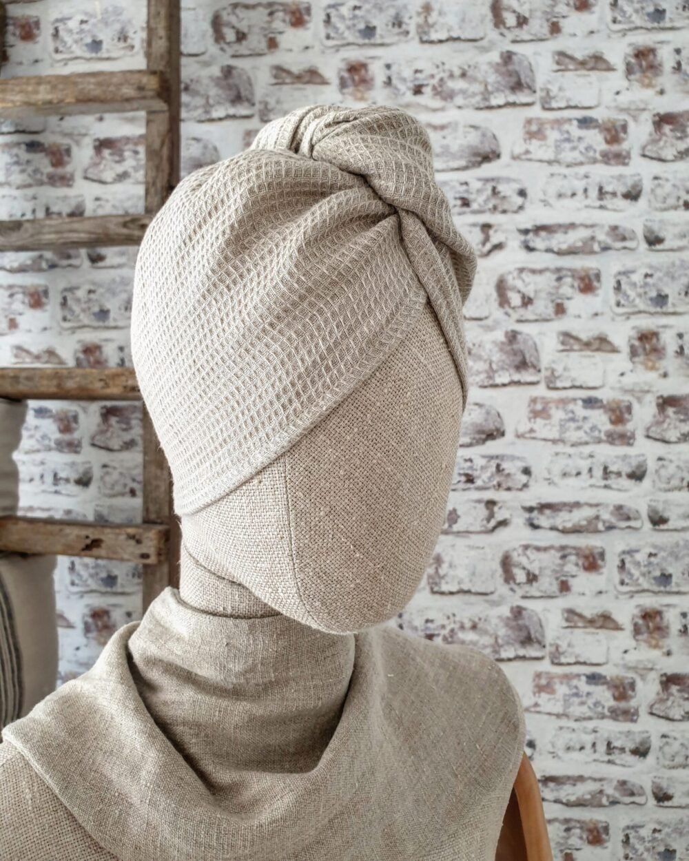 Linen hair turban wrap