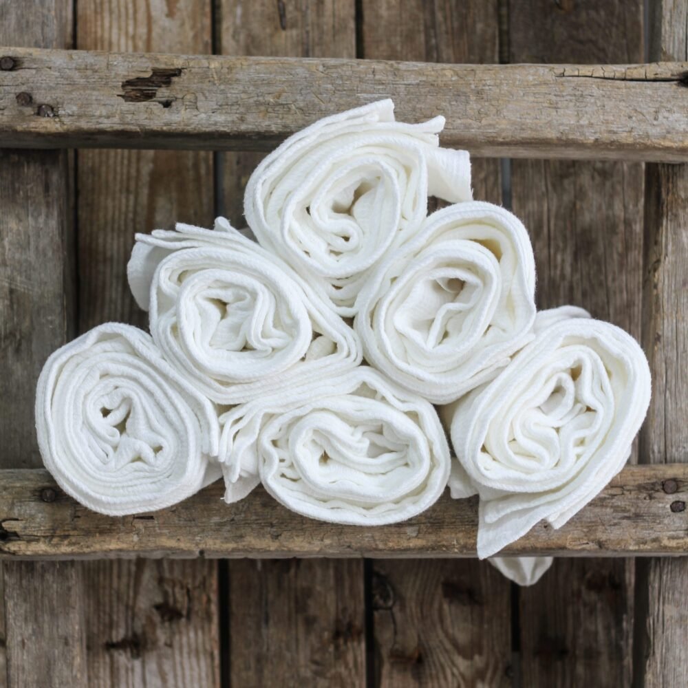 White waffle linen bath towel.
