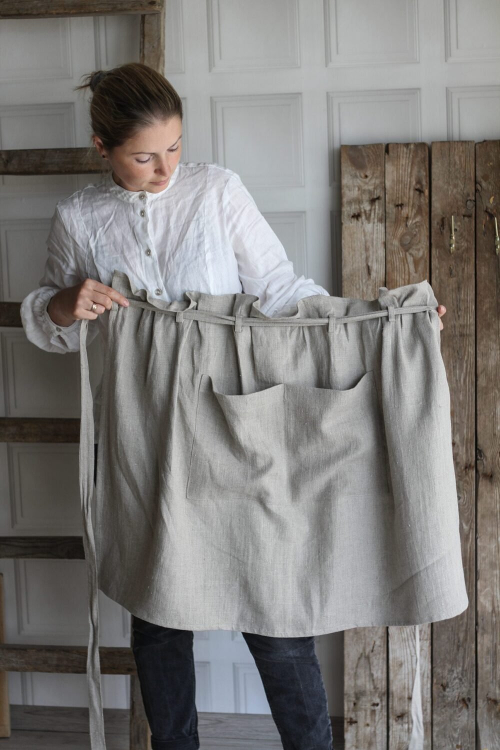 Rough linen bistro apron