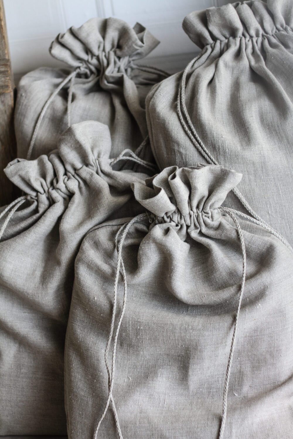 Rough linen laundry bag