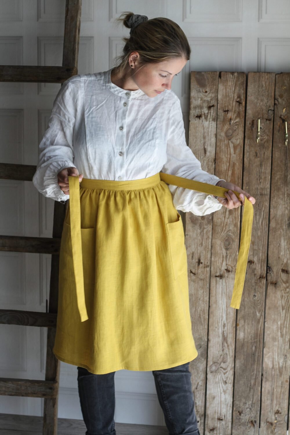 Linen skirt apron