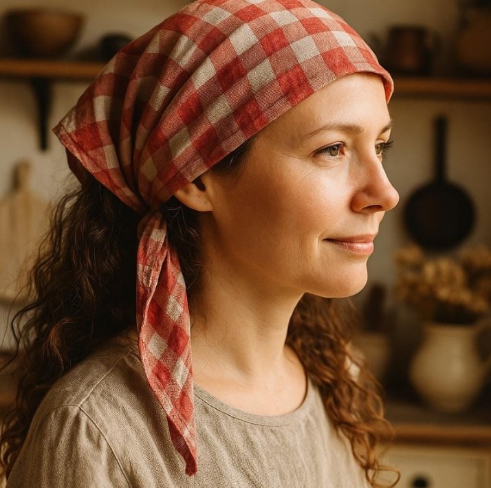 Linen triangle headscarf