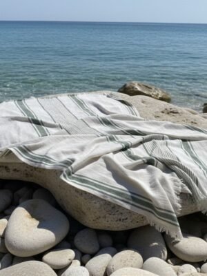 French stripe linen blanket