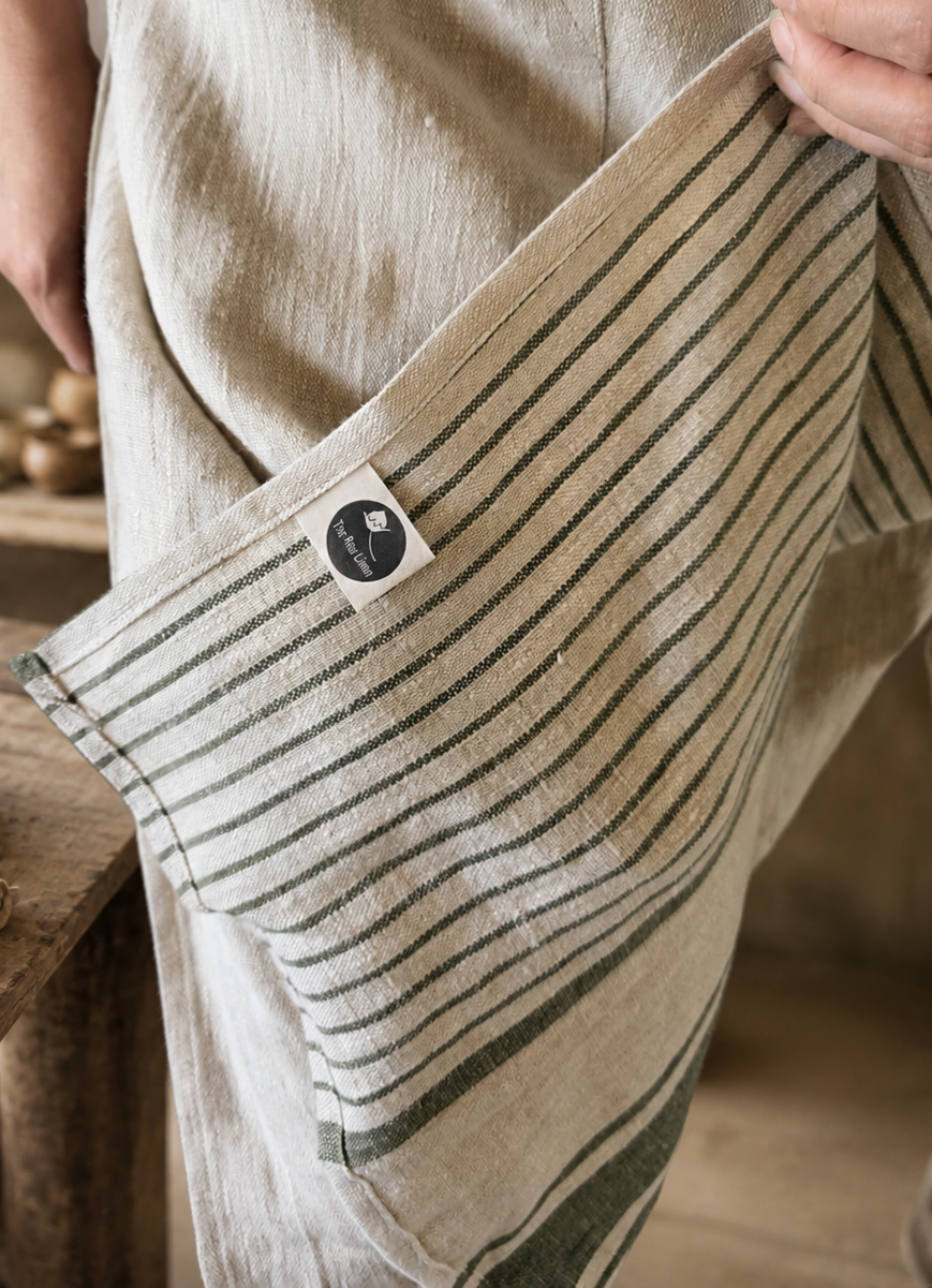 French Stripe Linen Split Leg Pottery Apron - Image 10