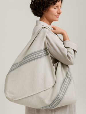 Origami tote bag "Burlap stripes"