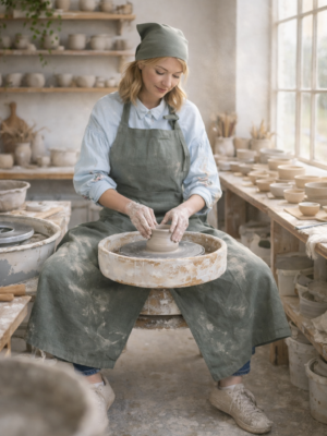 Linen Pottery Apron