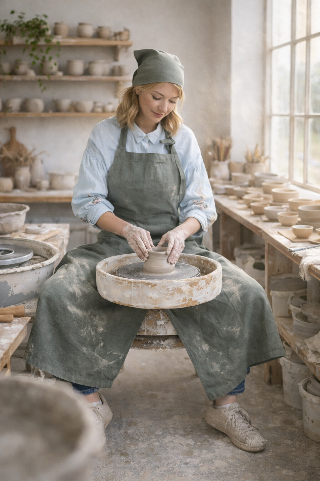 Linen Pottery Apron