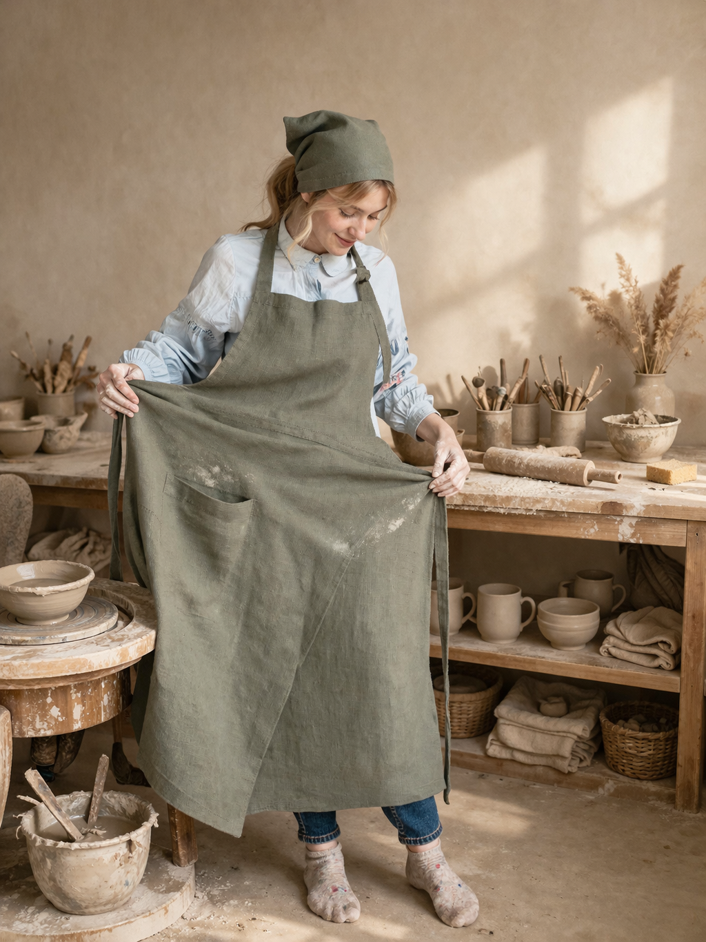 Linen Pottery Apron - Image 3