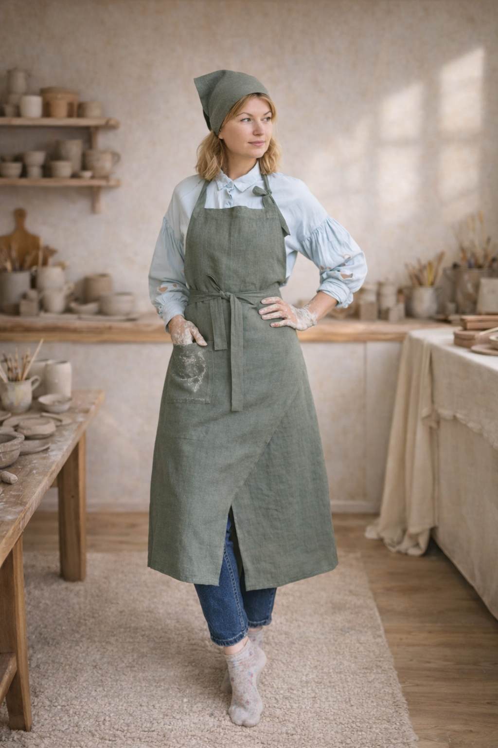 Linen Pottery Apron - Image 2